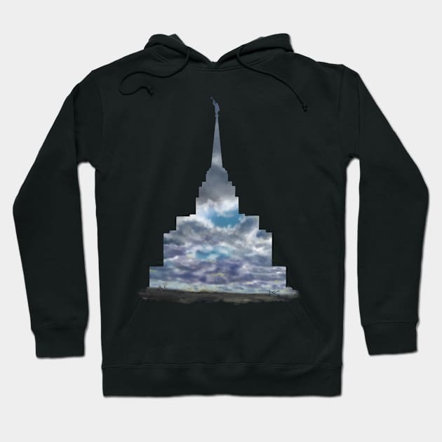 Rexburg Idaho Temple Dramatic Sky Silhouette Hoodie by DSCarts